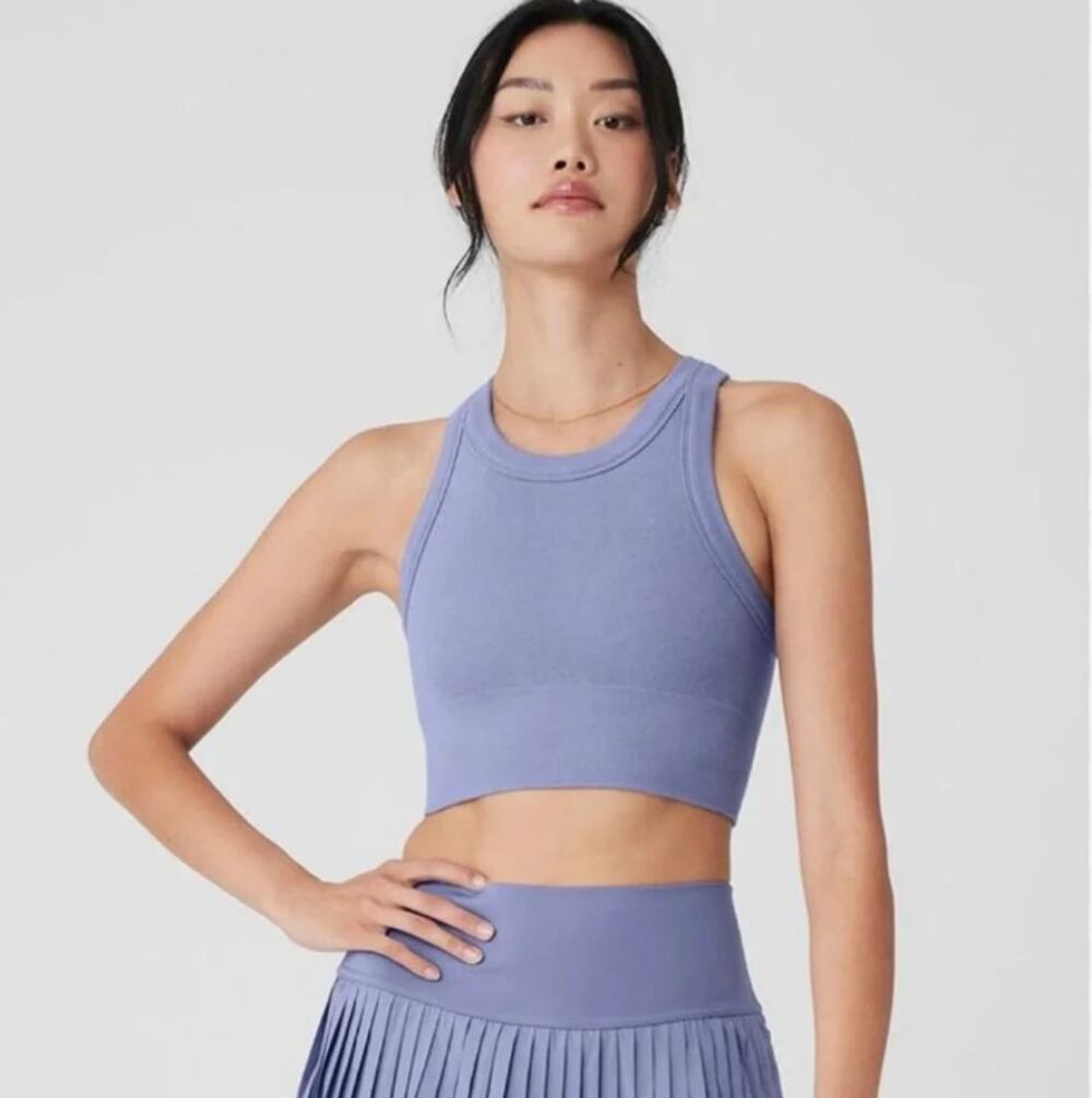 Alo Seamless Delight High Neck Bra Small Purple